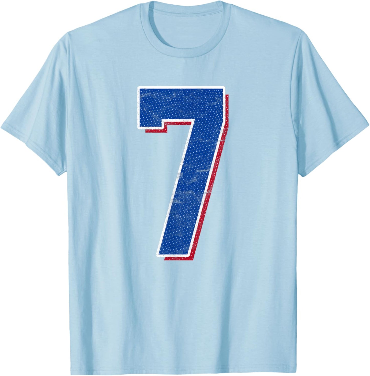 Number 7 Numbered Uniform Sports Team Jersey 7th Birthday T-Shirt - T-Shirt | Light Blue