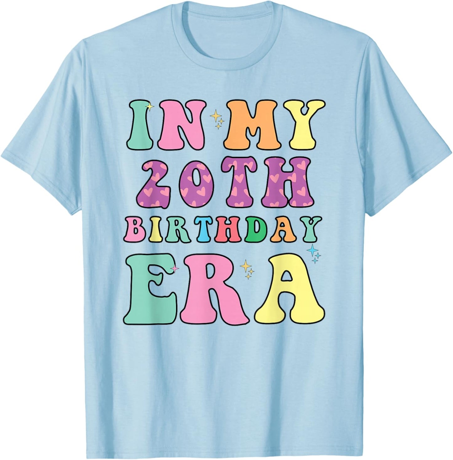 In My 20th Birthday Era Groovy Retro 20 Years Old Birthday T-Shirt - T-Shirt | Light Blue