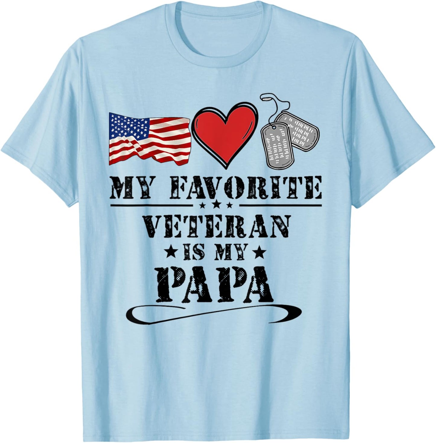 My Favorite Veteran Is My Papa Father Veterans Day Kids T-Shirt - T-Shirt | Light Blue
