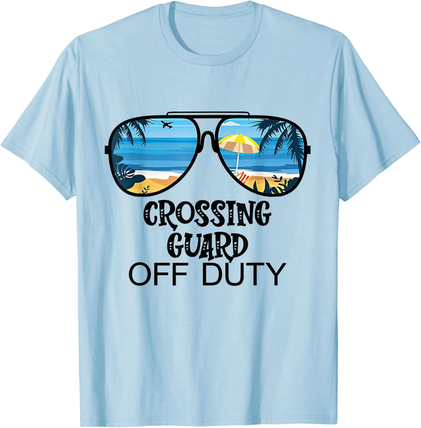 Teacher Off Duty Hello Summer Crossing Guard Glasses Hawaii Men Women Kids T-Shirt - T-Shirt | Light Blue
