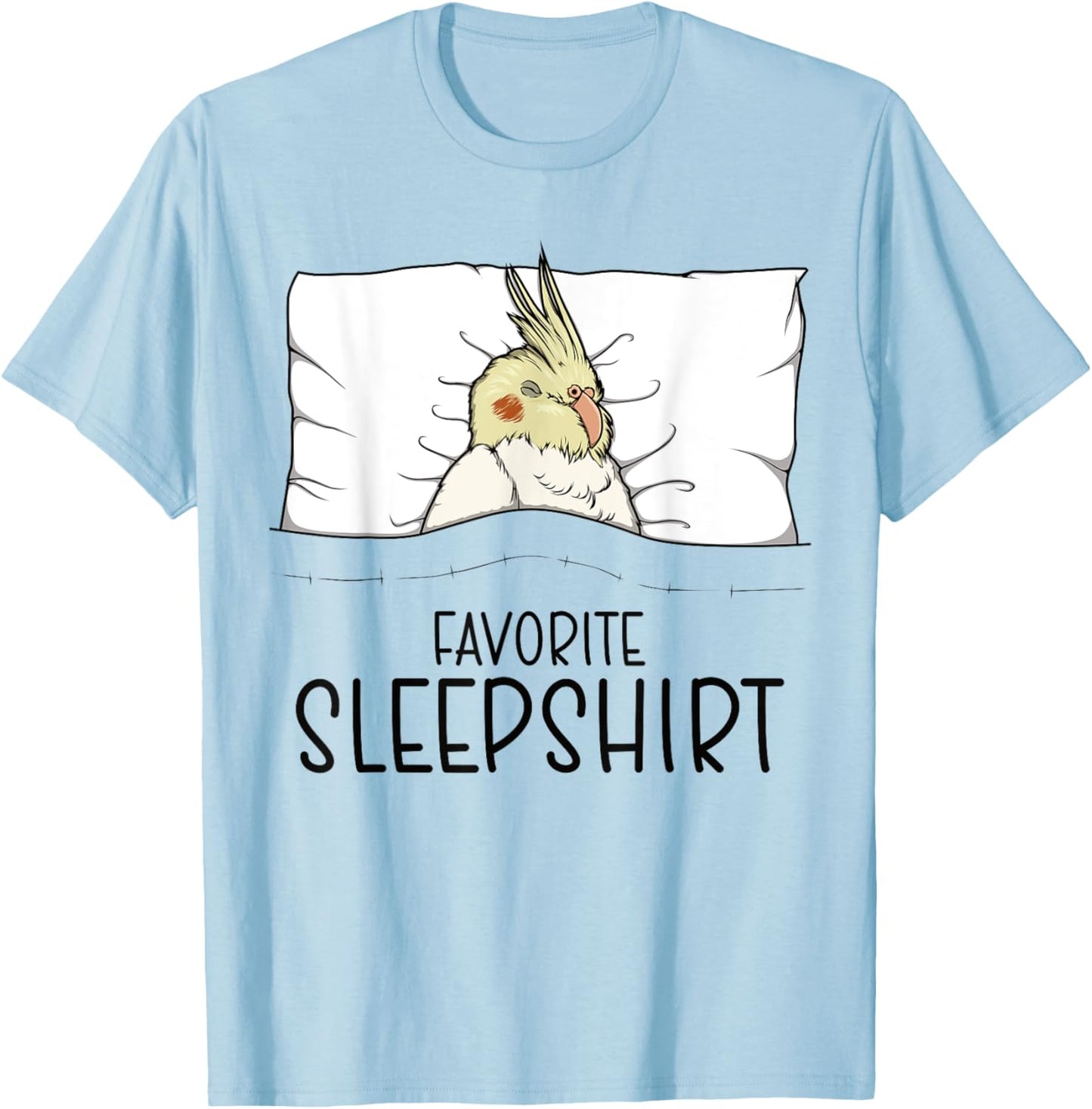 Favorite Sleepshirt Cockatiel, Napping Bird Pajama T-Shirt - T-Shirt | Light Blue