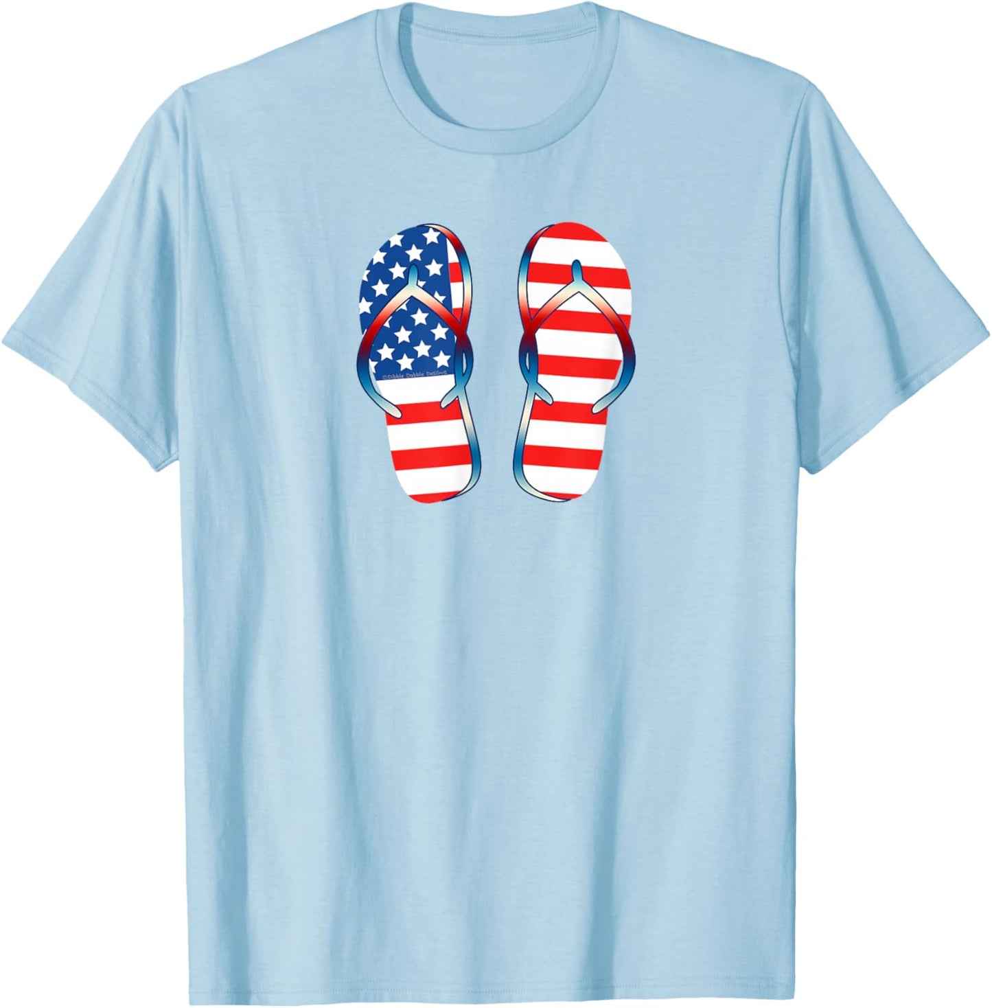 Patriotic USA Flag Summer Flip Flops - 4th of July T-Shirt - T-Shirt | Light Blue