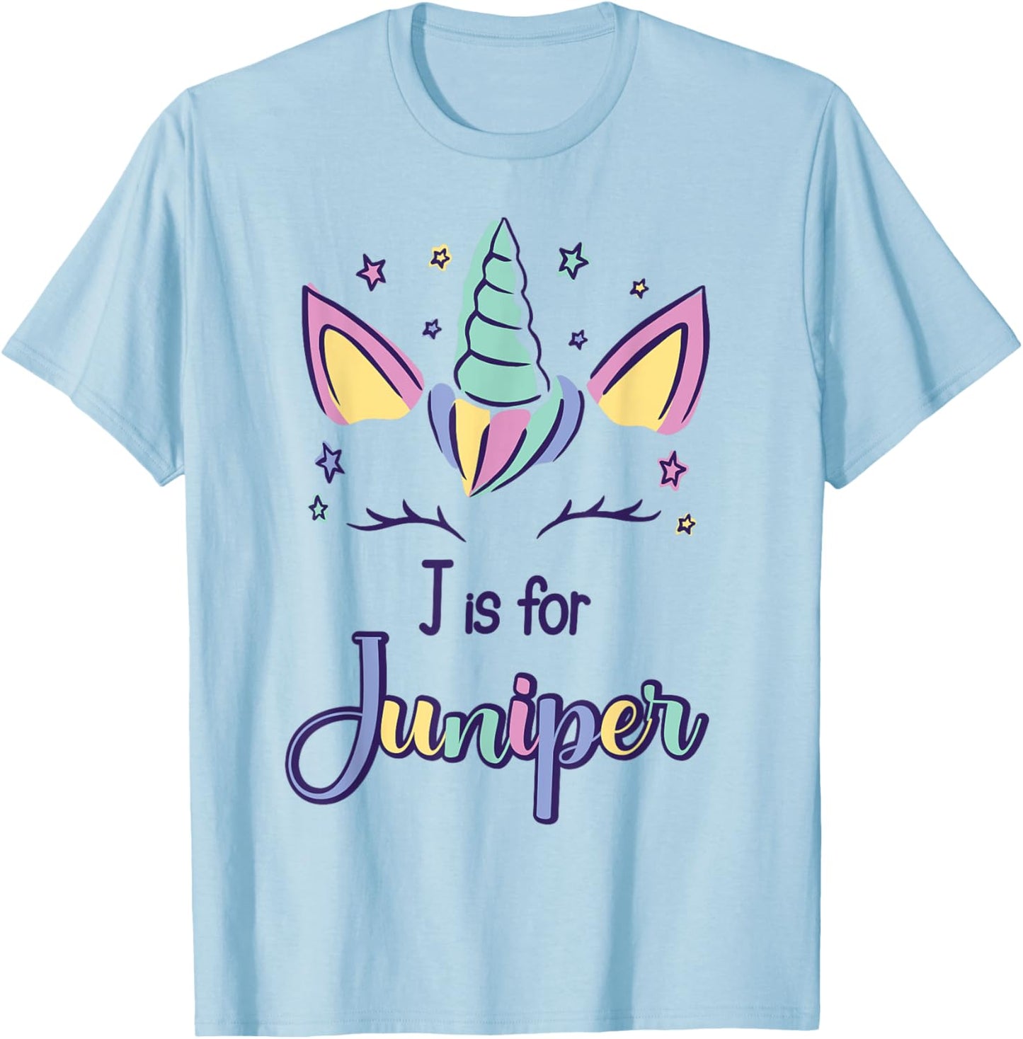First Name Juniper Personalized J Is For Juniper T-Shirt - T-Shirt | Light Blue