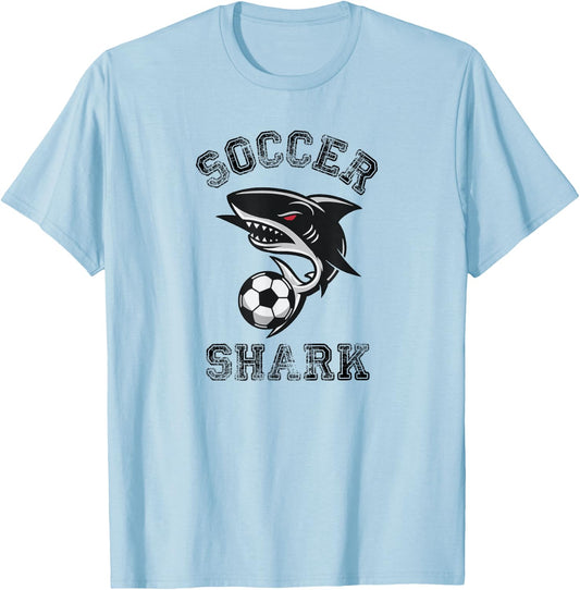 Soccer Shark Graphic T-Shirt - T-Shirt | Light Blue