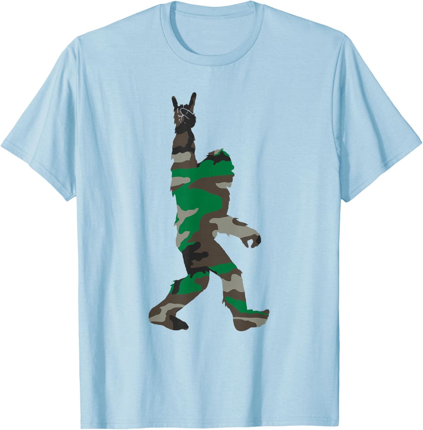 Bigfoot Rock and Roll Orange Camo Hunting Safety Gift T-Shirt - T-Shirt | Light Blue