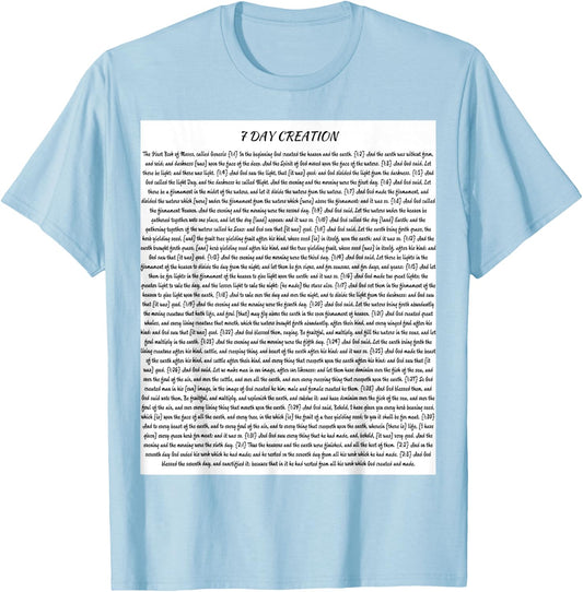 7 Day Creation Black Print T-Shirt - T-Shirt | Light Blue