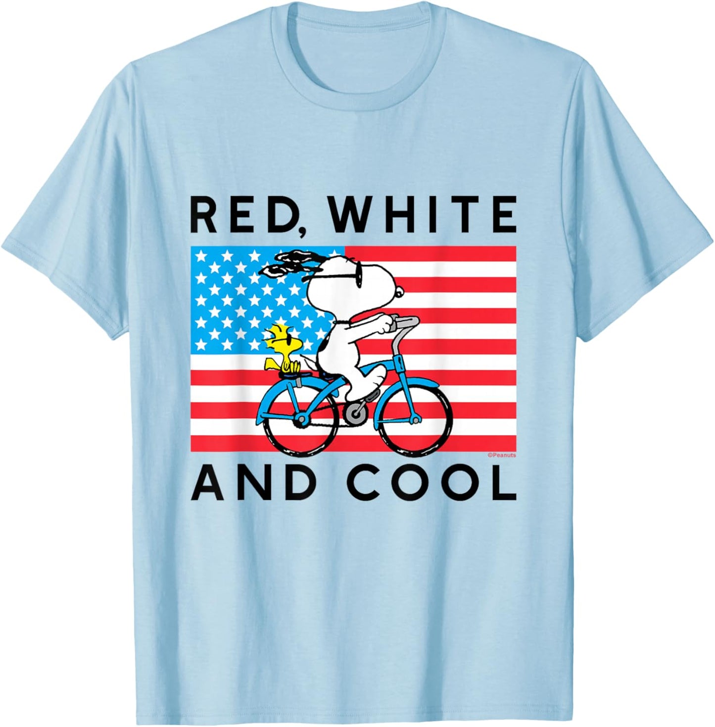 Peanuts Red White Cool Bike T-Shirt - T-Shirt | Light Blue