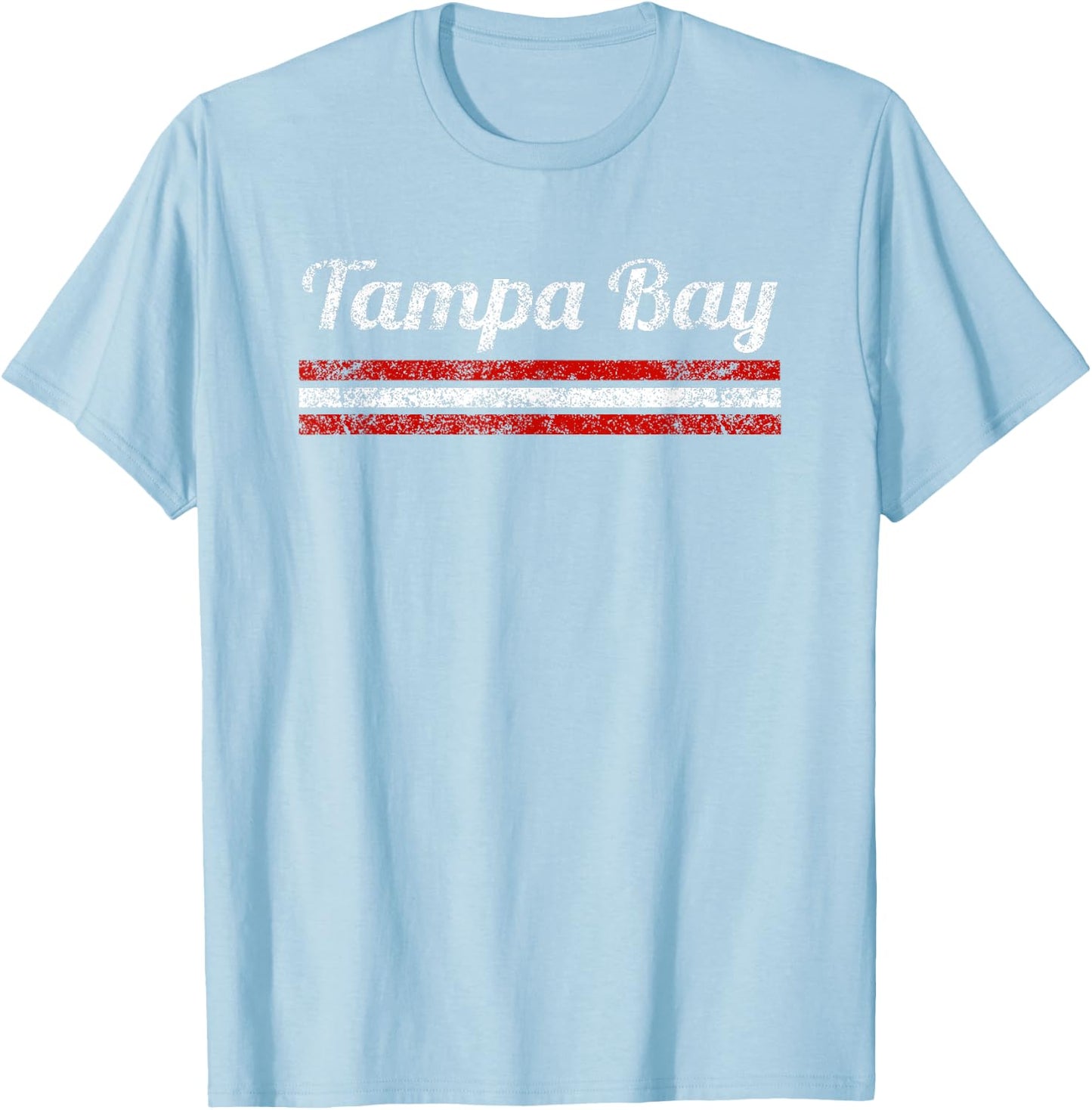 Tampa Bay Florida Retro Vintage Weathered Stripe Throwback T-Shirt - T-Shirt | Light Blue