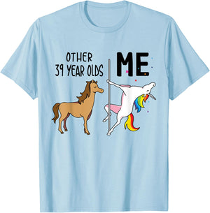 Other Unicorn 39 Year Olds Birthday And Me Gift T-Shirt - T-Shirt | Light Blue