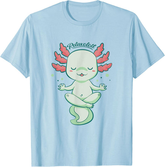 Kawaii Axolotl Humour Yoga Meditation Relaxolotl T-Shirt - T-Shirt | Light Blue