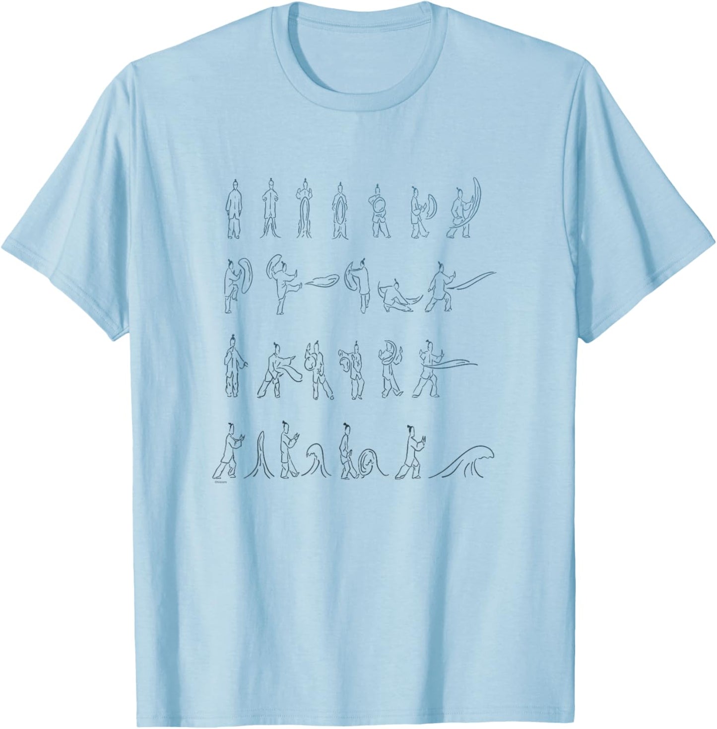 Avatar: The Last Airbender Waterbending Scroll Postures T-Shirt - T-Shirt | Light Blue