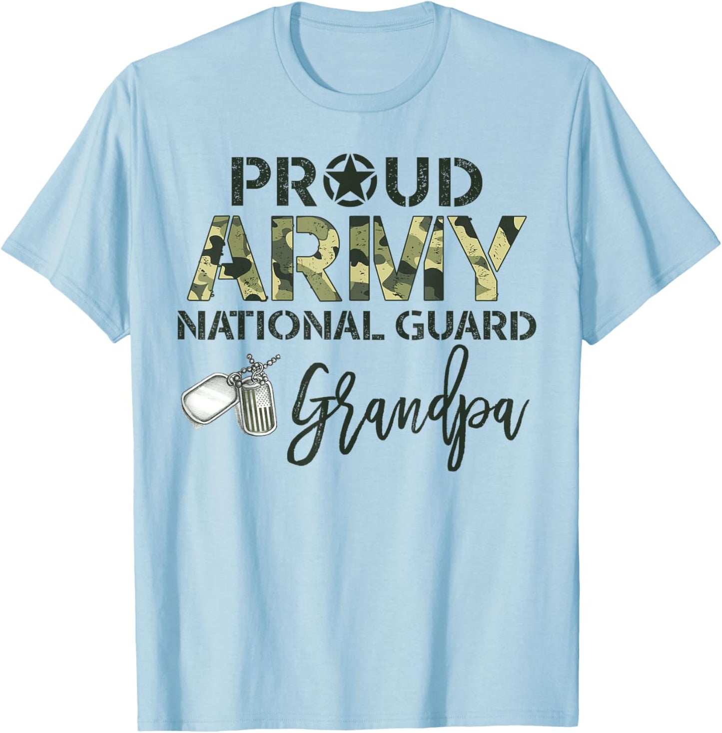 Proud Army National Guard Grandpa Military Family Matching T-Shirt - T-Shirt | Light Blue