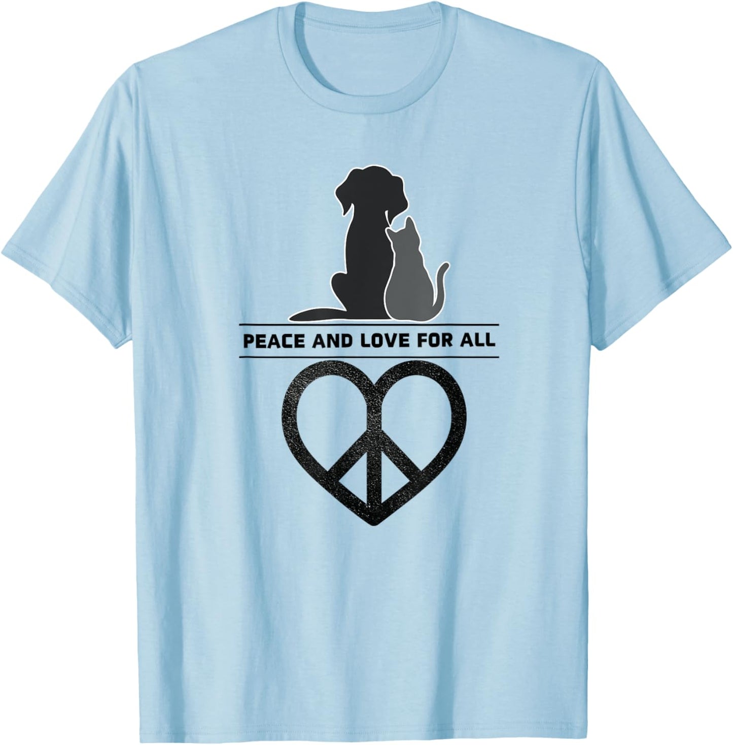 Peace and Love for All World Pet Dog Cat Love Peace Sign Men Women Girls Kids T-Shirt - T-Shirt | Light Blue