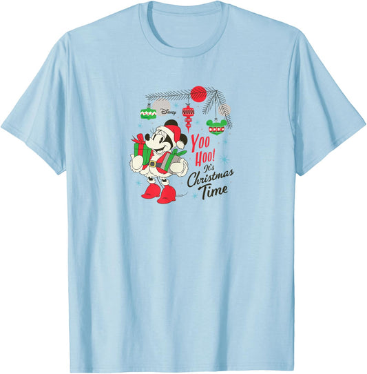 Disney - Minnie Santa Yoo Hoo It's Christmas Time T-Shirt - T-Shirt | Light Blue