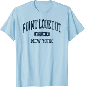 Point Lookout New York NY Retro Preppy Throwback Souvenir T-Shirt - T-Shirt | Light Blue