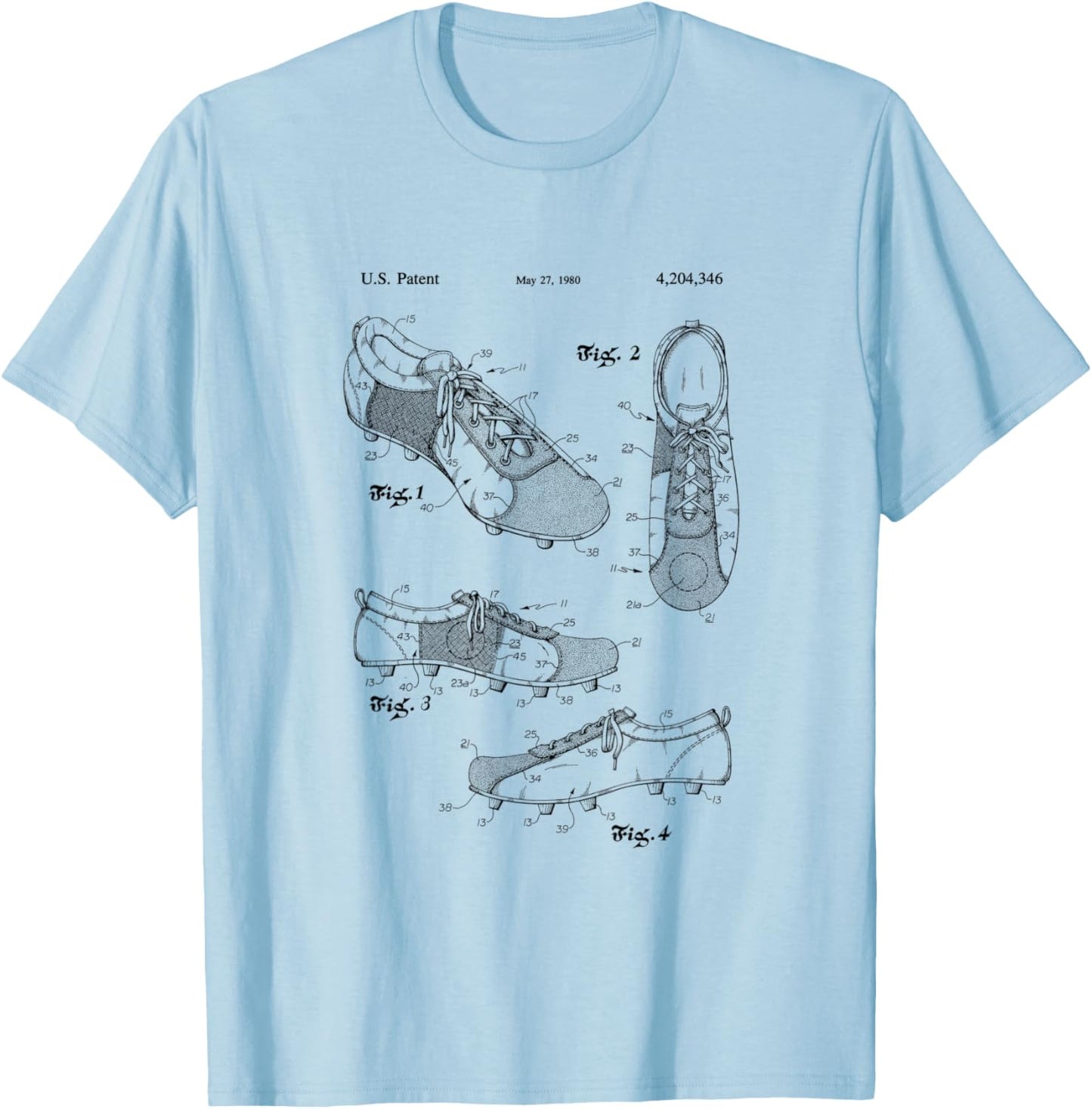 Football Soccer Cleat Shoe Design Patent T-Shirt - T-Shirt | Light Blue