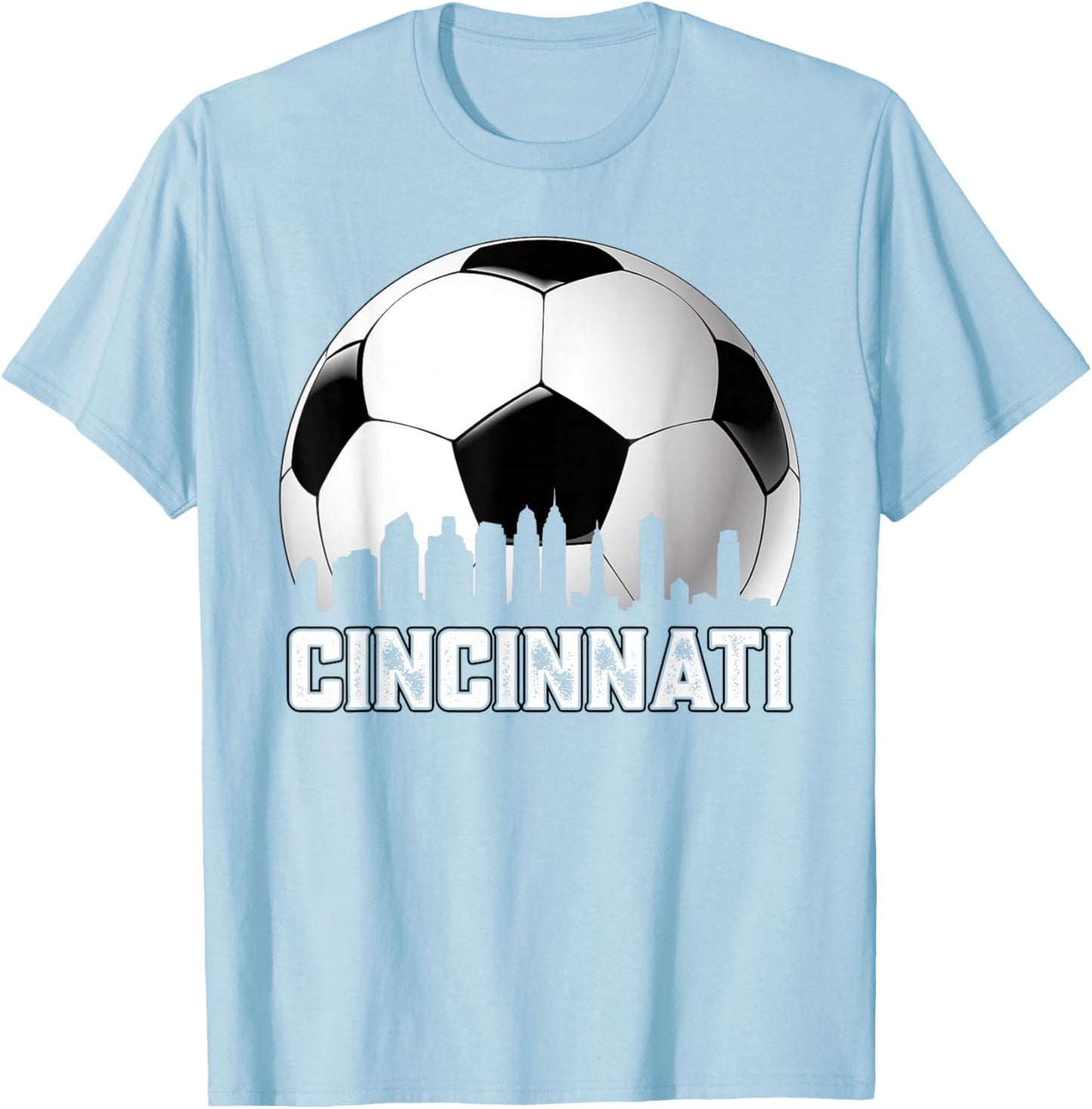 Cincinnati Soccer Distressed Vintage Soccer Fans T-Shirt - T-Shirt | Light Blue