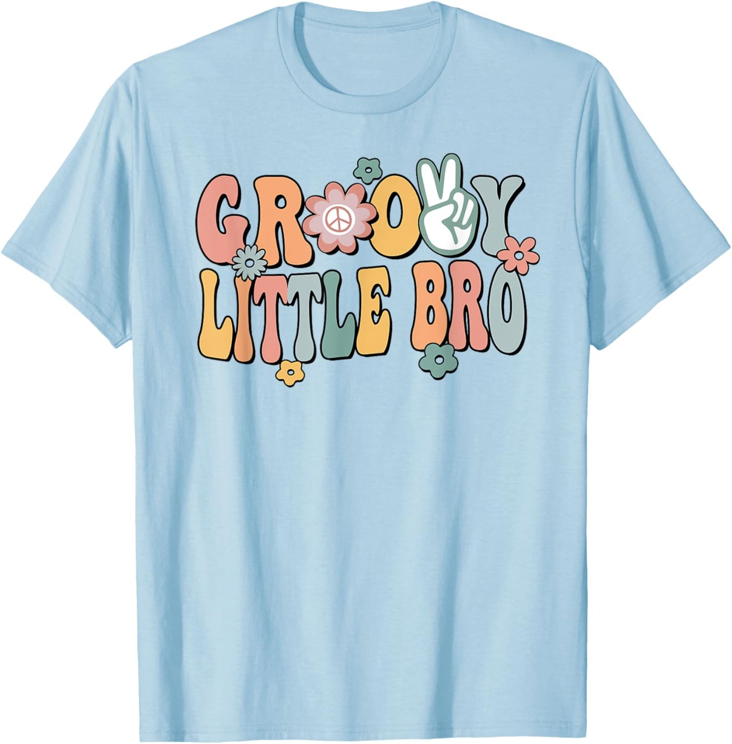 Groovy Little bro Retro Brother Matching Family 1st Birthday T-Shirt - T-Shirt | Light Blue