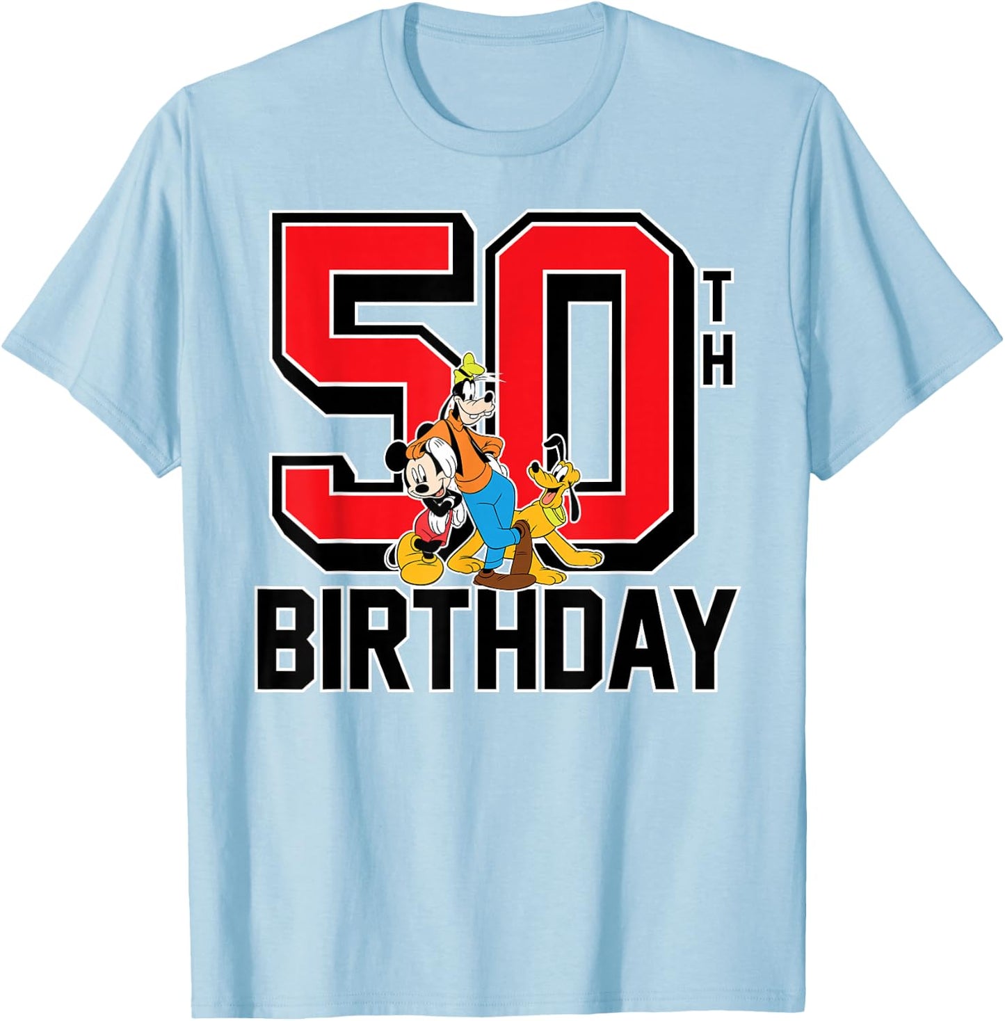 Mickey Mouse - Goofy Pluto 50th Birthday T-Shirt - T-Shirt | Light Blue