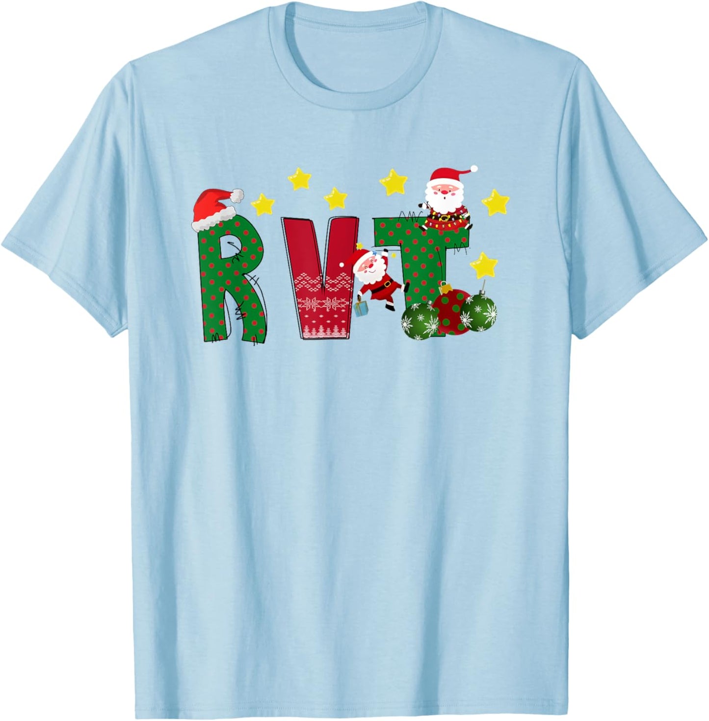 Women Christmas Vascular Sonographer RVT Vascular Ultrasound T-Shirt - T-Shirt | Light Blue