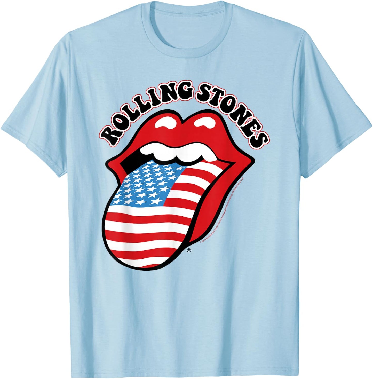 Rolling Stones Official Vintage US Tongue T-Shirt - T-Shirt | Light Blue