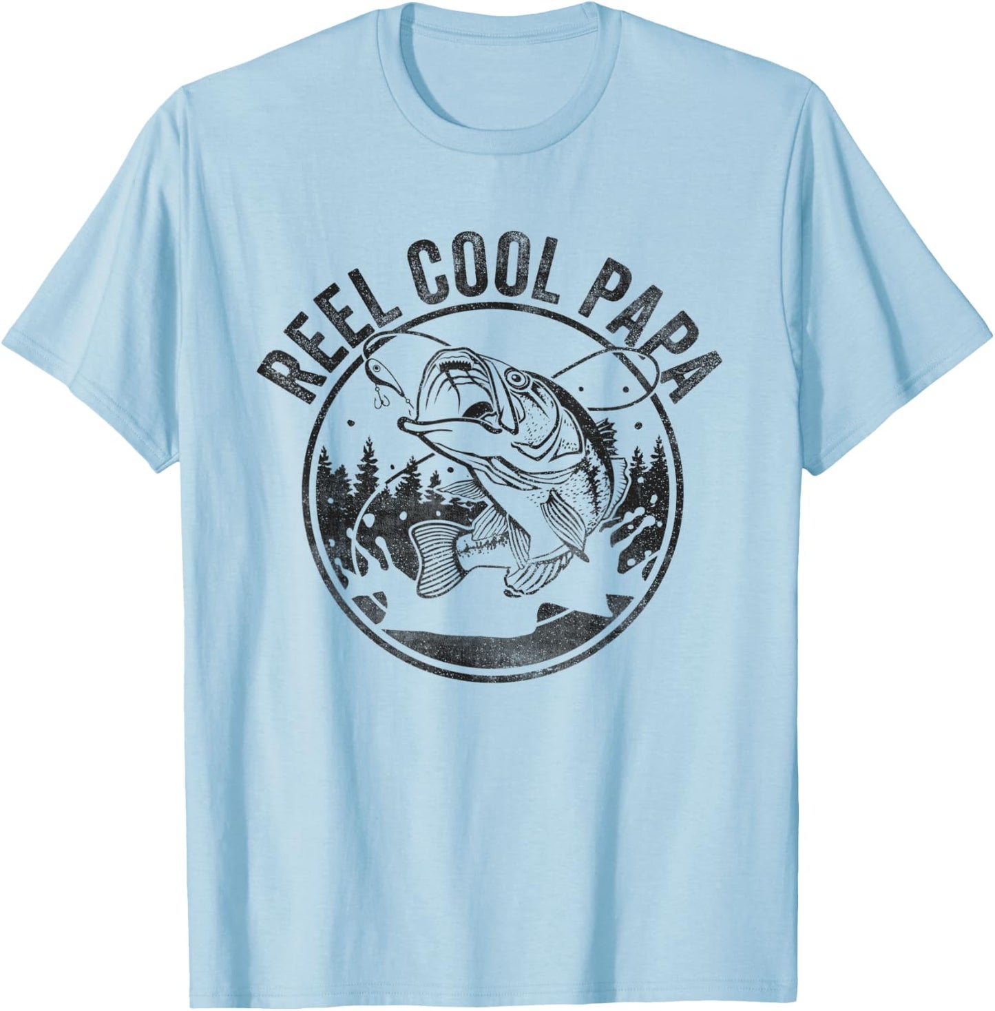 Reel Cool Papa Funny Fathers Day T-Shirt - T-Shirt | Light Blue