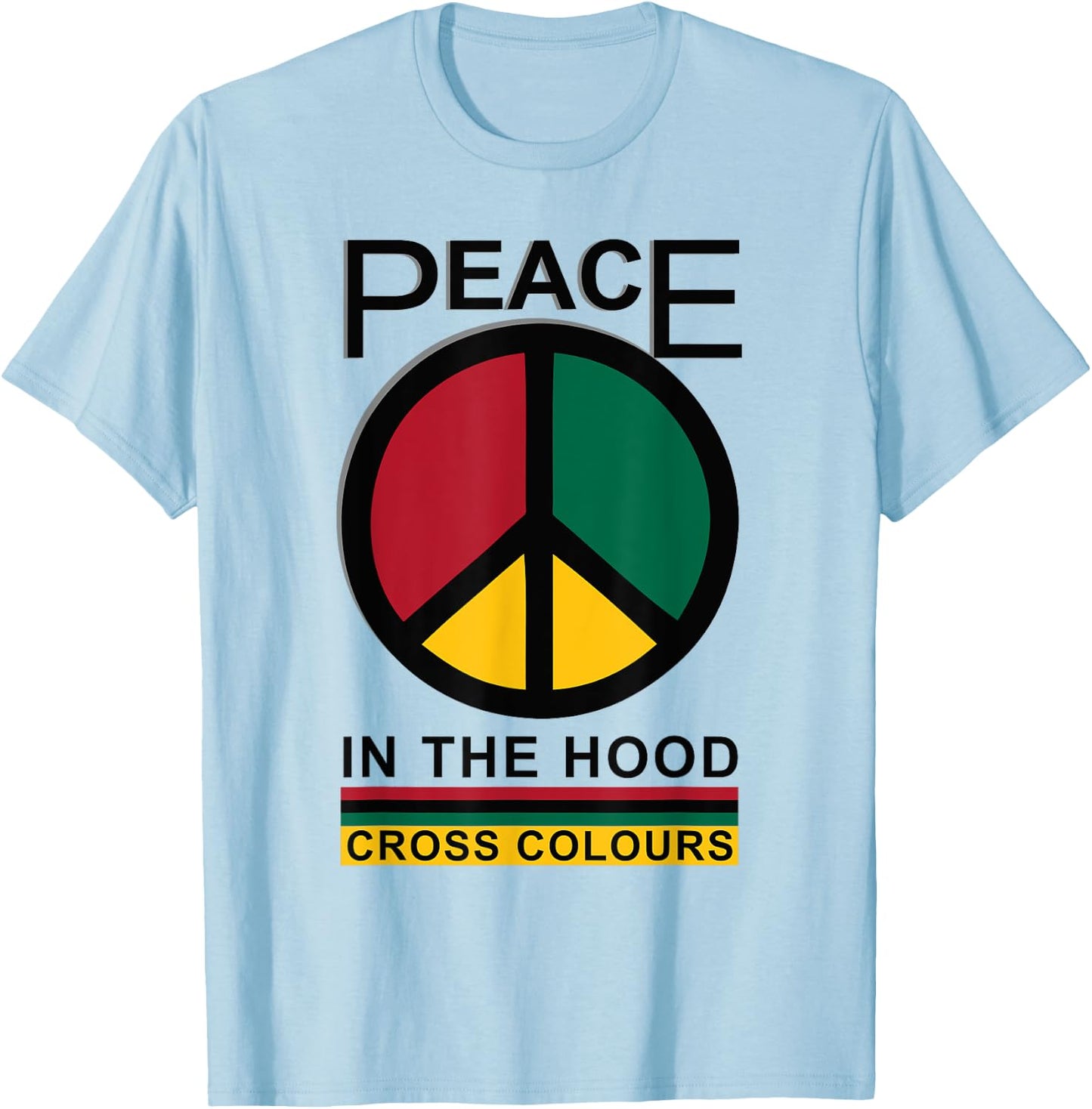 Retro Graphic 1990's Urban Vintage | Peace In The Hood T-Shirt - T-Shirt | Light Blue