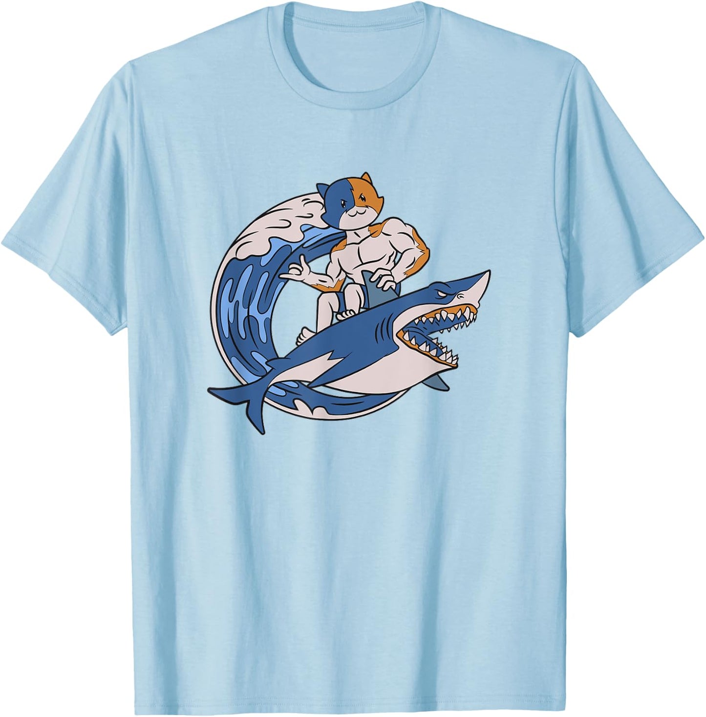 Fortnite Meowcles Shark Surf T-Shirt - T-Shirt | Light Blue