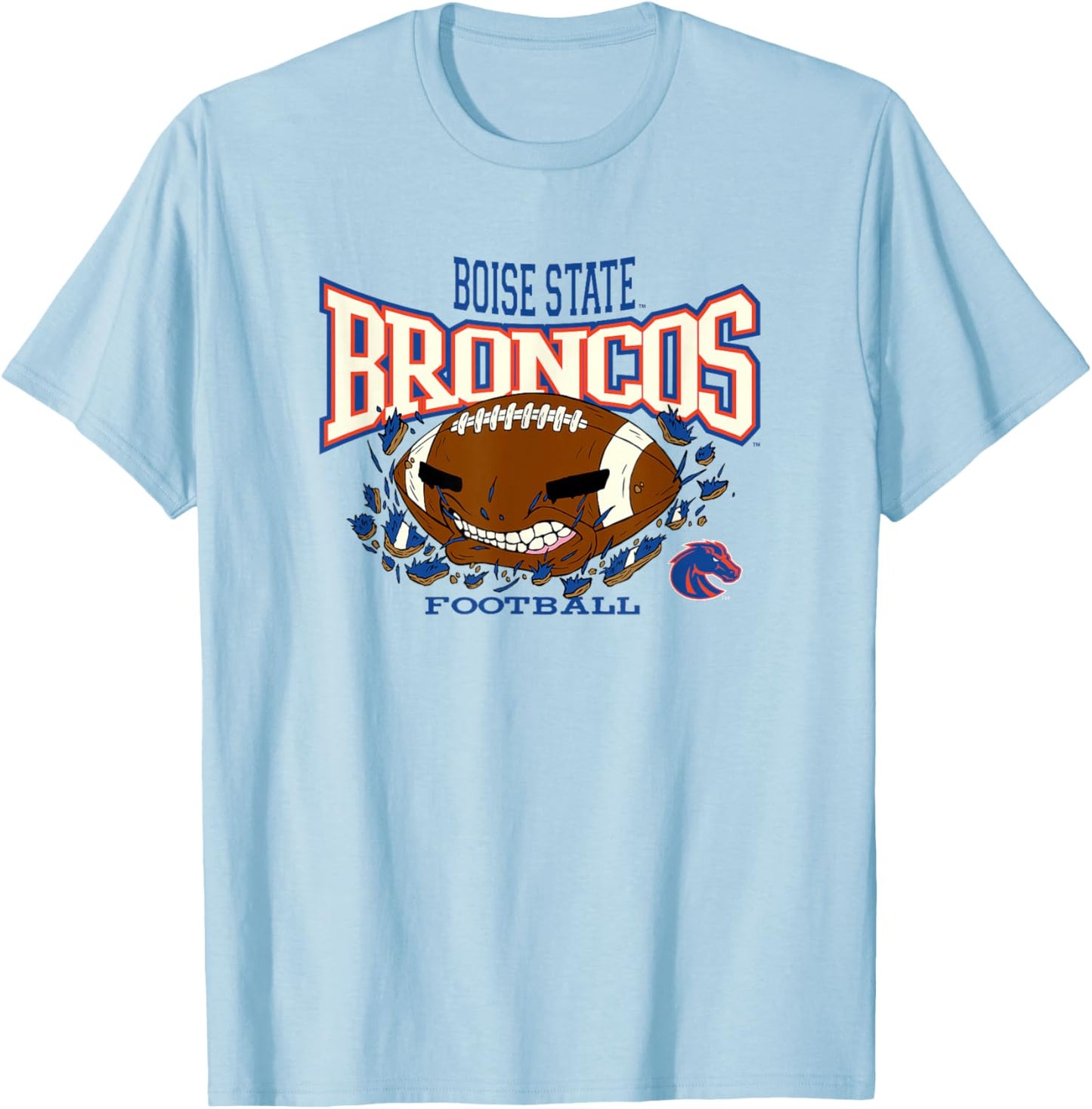 Boise State Broncos Football Bite Orange Officially Licensed T-Shirt - T-Shirt | Light Blue