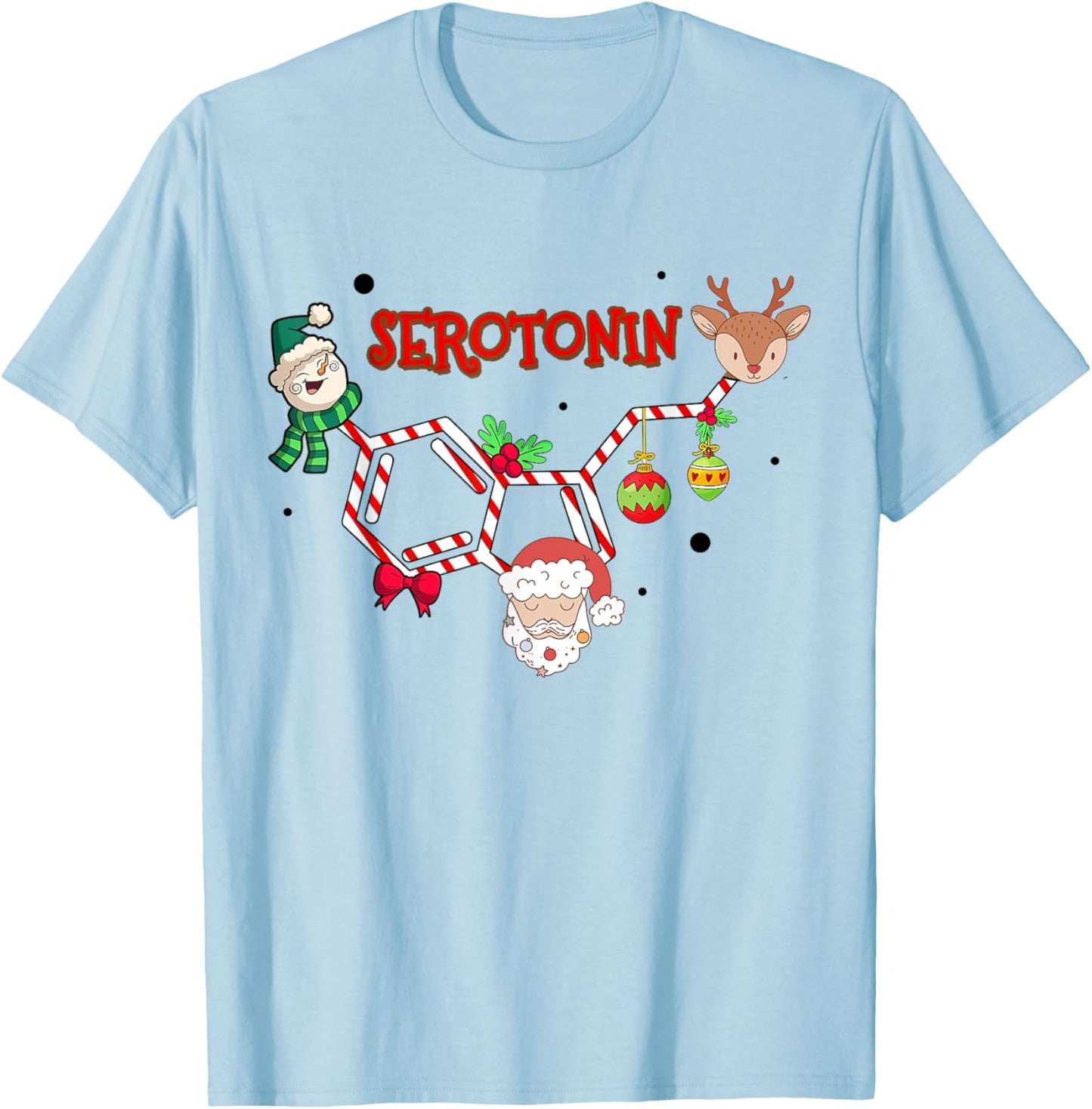 Serotonin Christmas, Mental Health Counselor Christmas T-Shirt - T-Shirt | Light Blue
