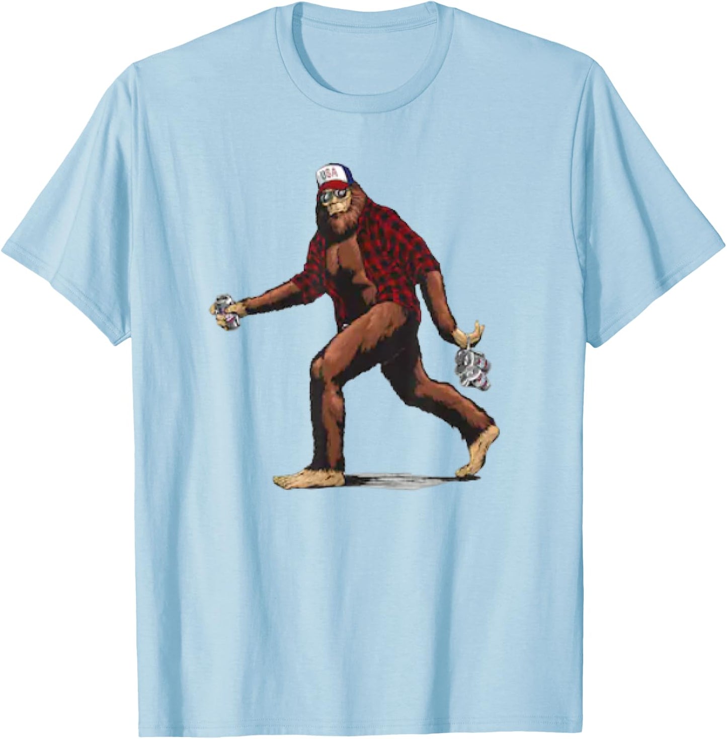 Beer Drinking Big Foot Graphic T-Shirt - T-Shirt | Light Blue