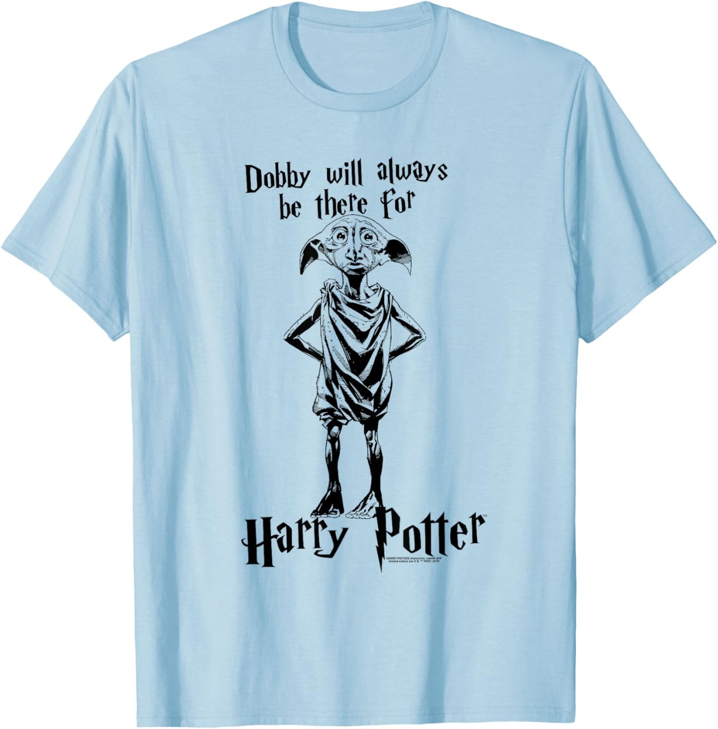 Popfunk Harry Potter Dobby Will Always Be There -Adults White T-Shirt - T-Shirt | Light Blue