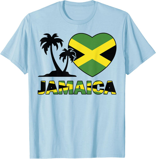 Women Jamaica-Shirt Jamaican Flag Men Kids Girl Heart I Love T-Shirt - T-Shirt | Light Blue