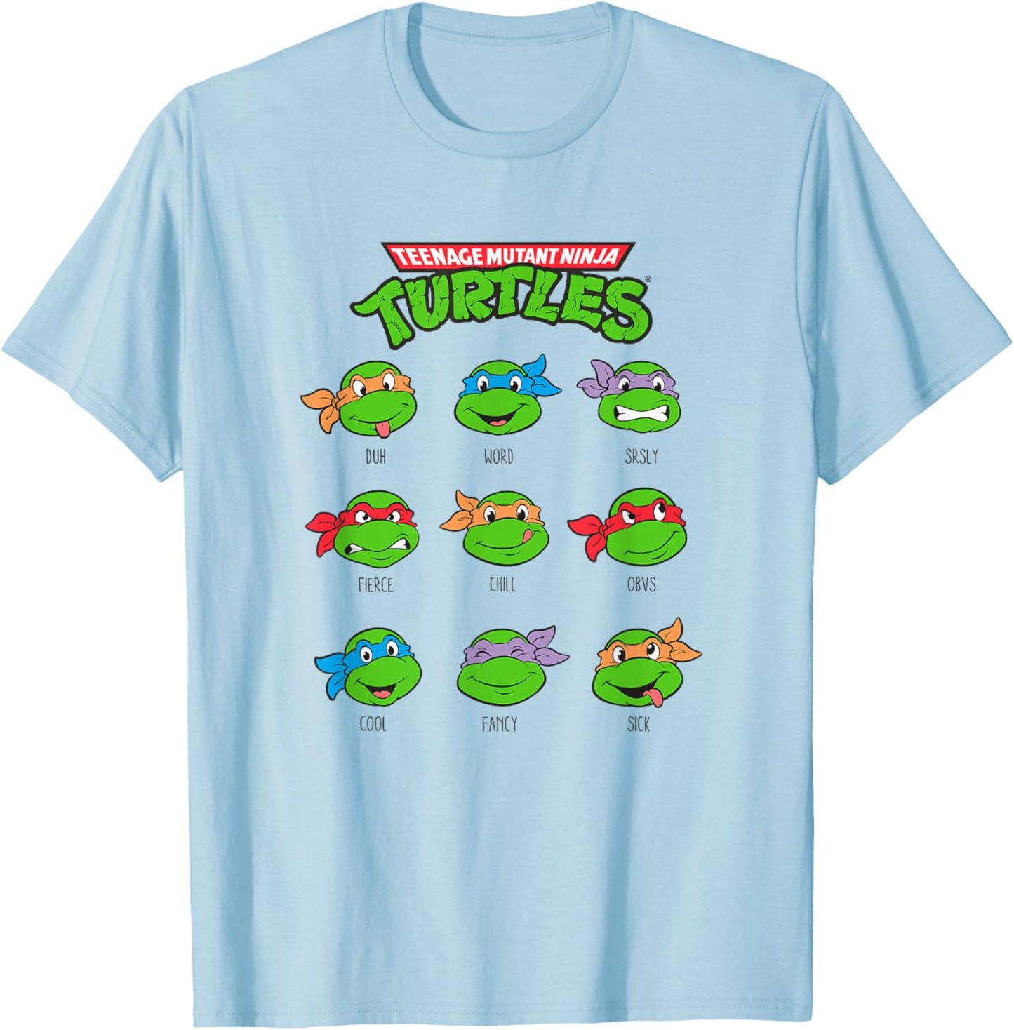 Teenage Mutant Ninja Turtles Different Emotions Many Faces T-Shirt - T-Shirt | Light Blue