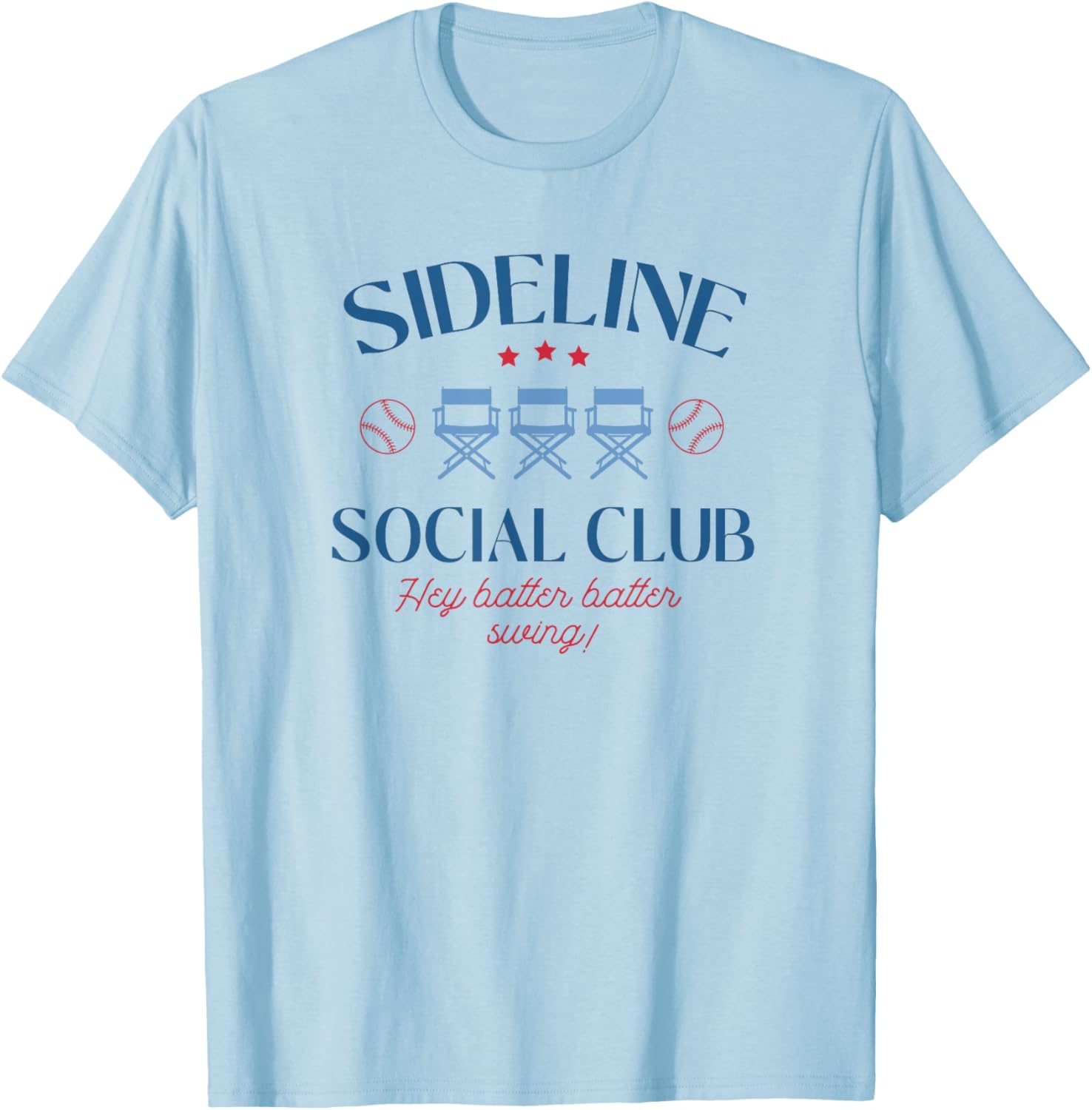 Spring 2025 Swing Batter Baseball Mom Sideline Social Club T-Shirt - T-Shirt | Light Blue