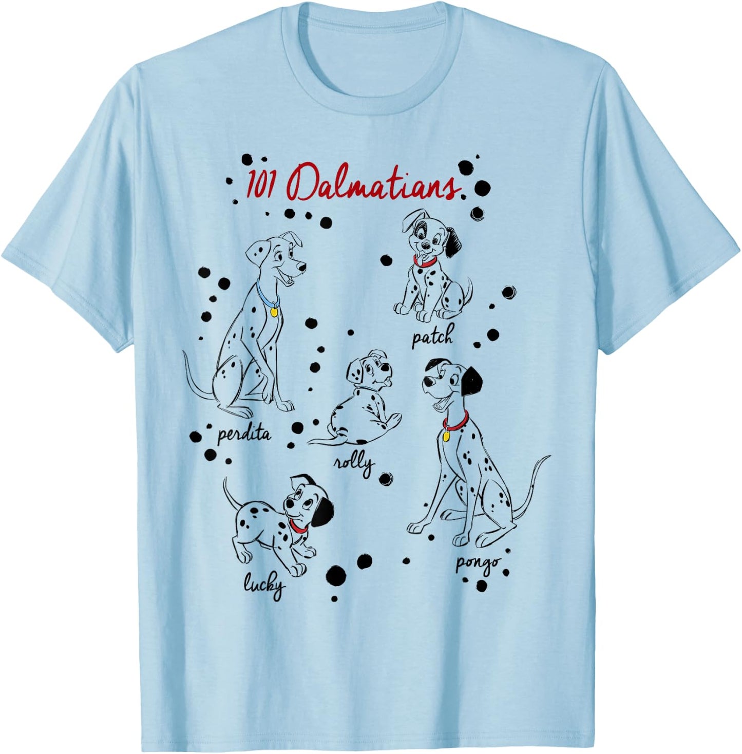 Disney 101 Dalmatians Puppy Names T-Shirt - T-Shirt | Light Blue