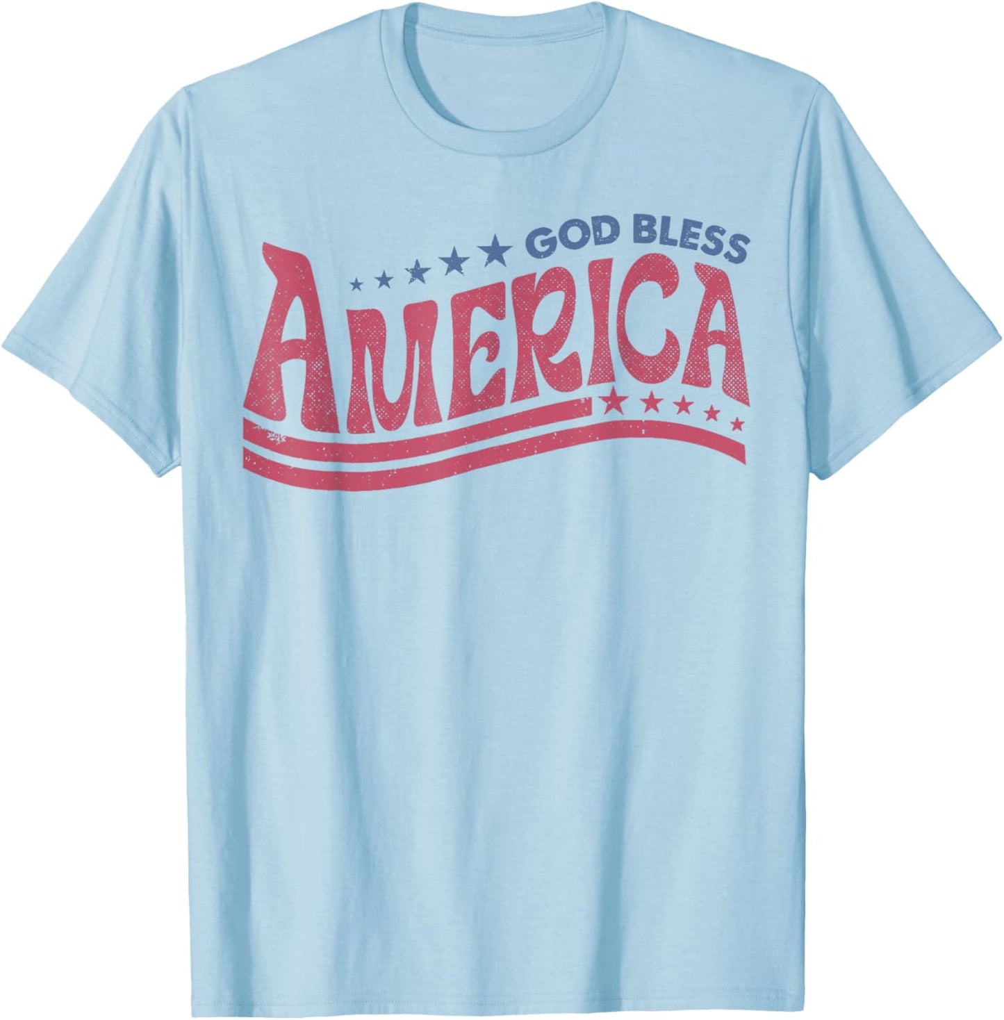 Retro 4th Of July God Bless America Patriotic Christian Girls Kids Men T-Shirt - T-Shirt | Light Blue