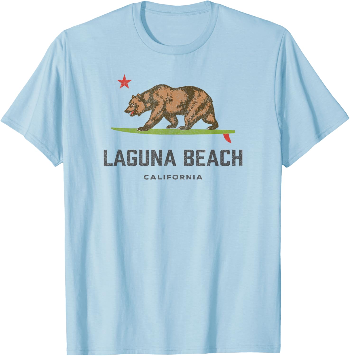 Vintage Laguna Beach California Bear Surfing Souvenir T-Shirt - T-Shirt | Light Blue