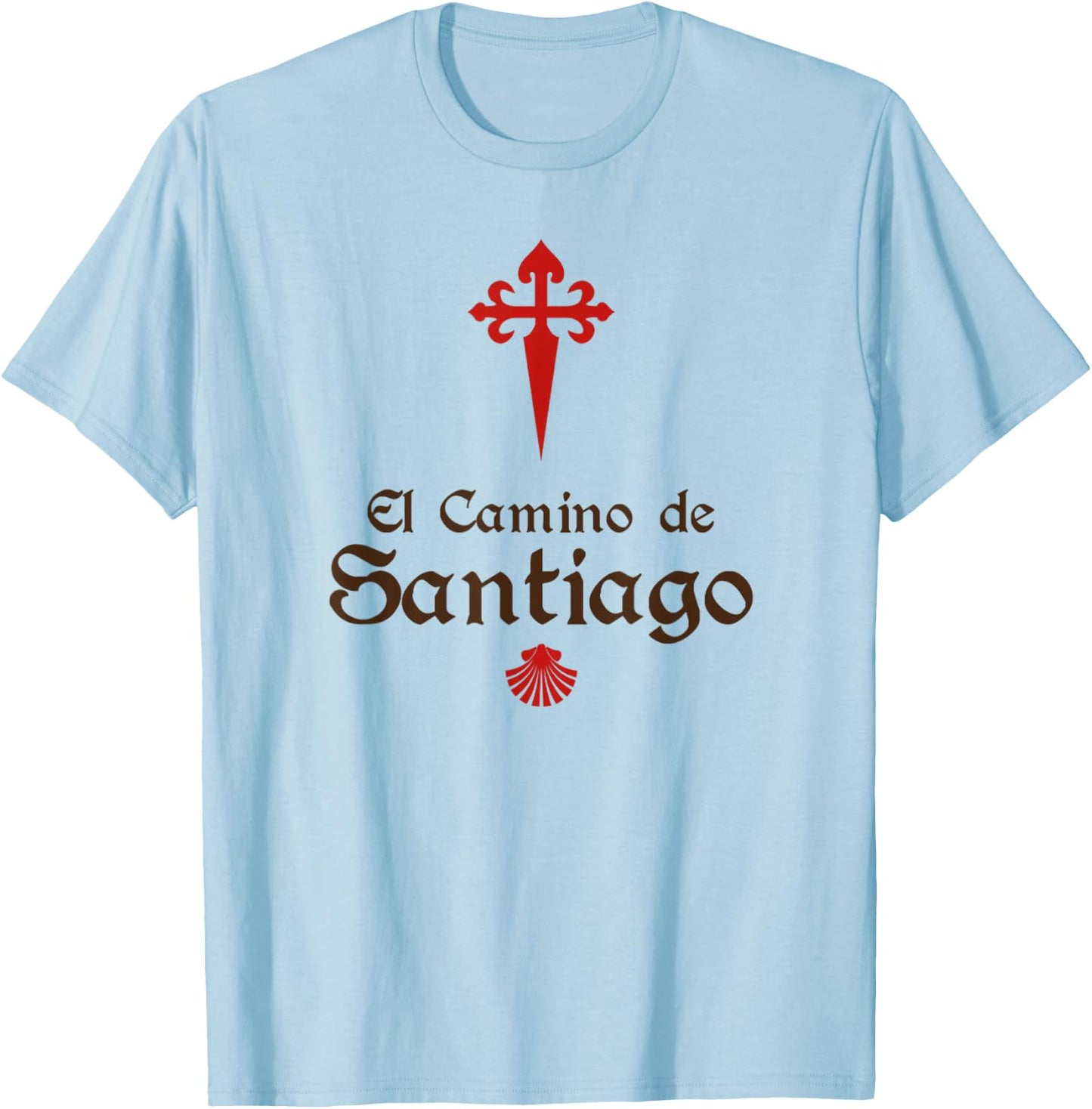 El Camino De Santiago ~ Saint James Cross ~ Scallop Shell T-Shirt - T-Shirt | Light Blue