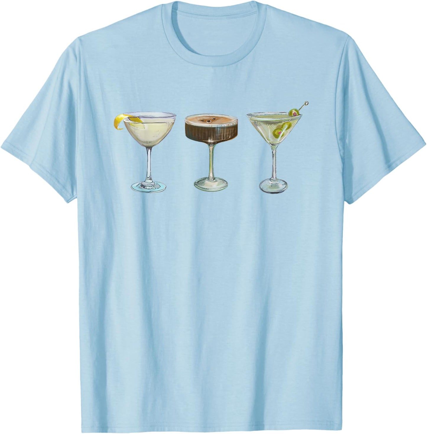 Espresso Martini Trifecta Graphic For Girl Women T-Shirt - T-Shirt | Light Blue