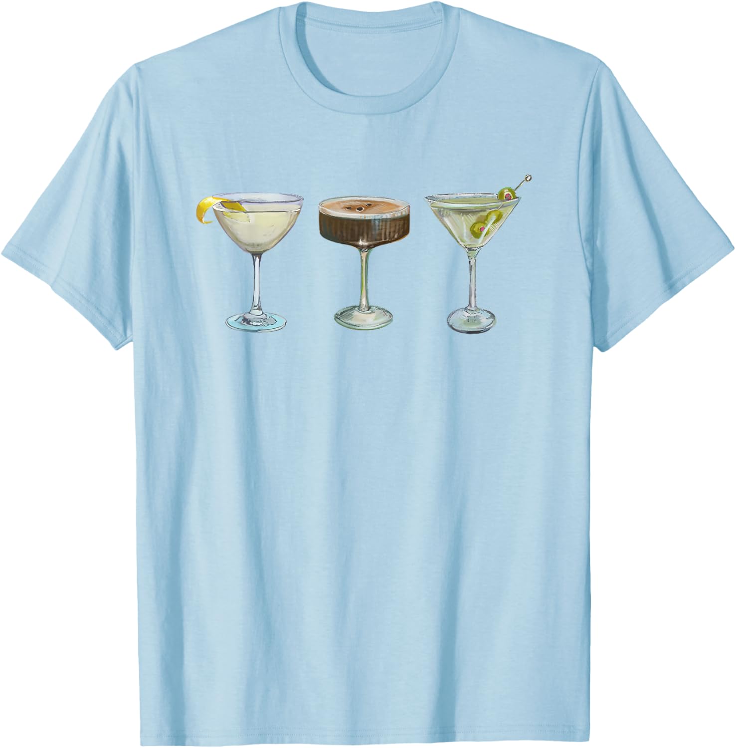 Espresso Martini Trifecta Graphic For Girl Women T-Shirt - T-Shirt | Light Blue