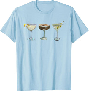 Espresso Martini Trifecta Graphic For Girl Women T-Shirt - T-Shirt | Light Blue
