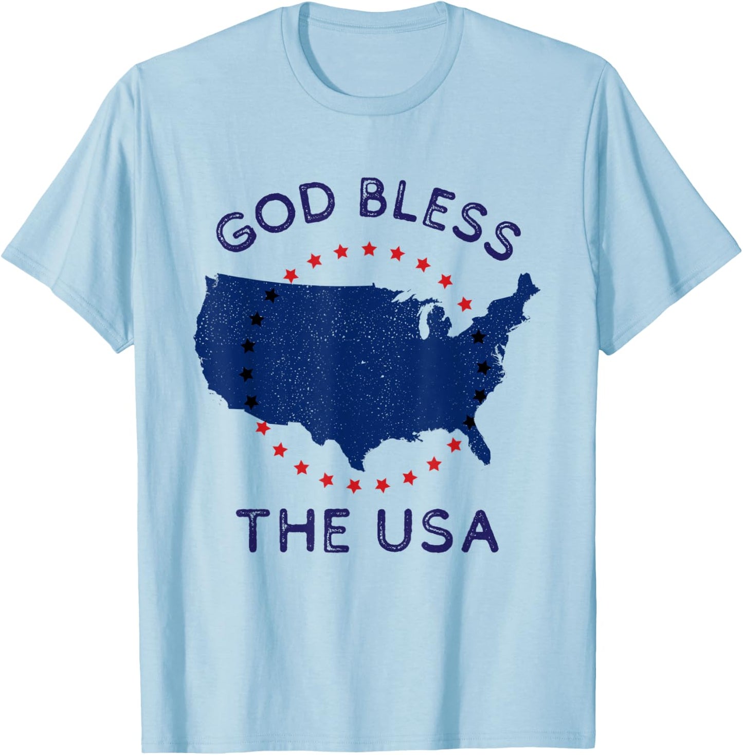 God Bless the USA Patriotic Christian American July 4th Day Kids Men T-Shirt - T-Shirt | Light Blue