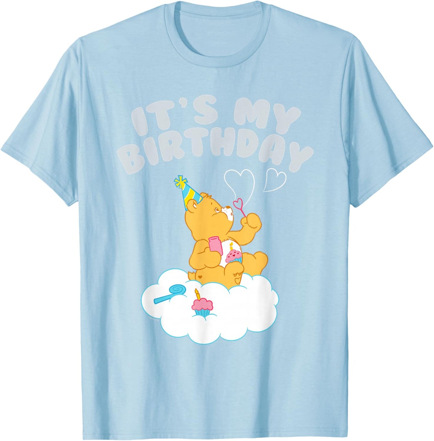 Care Bears It's My Birthday with Birthday Bear T-Shirt - T-Shirt | Light Blue