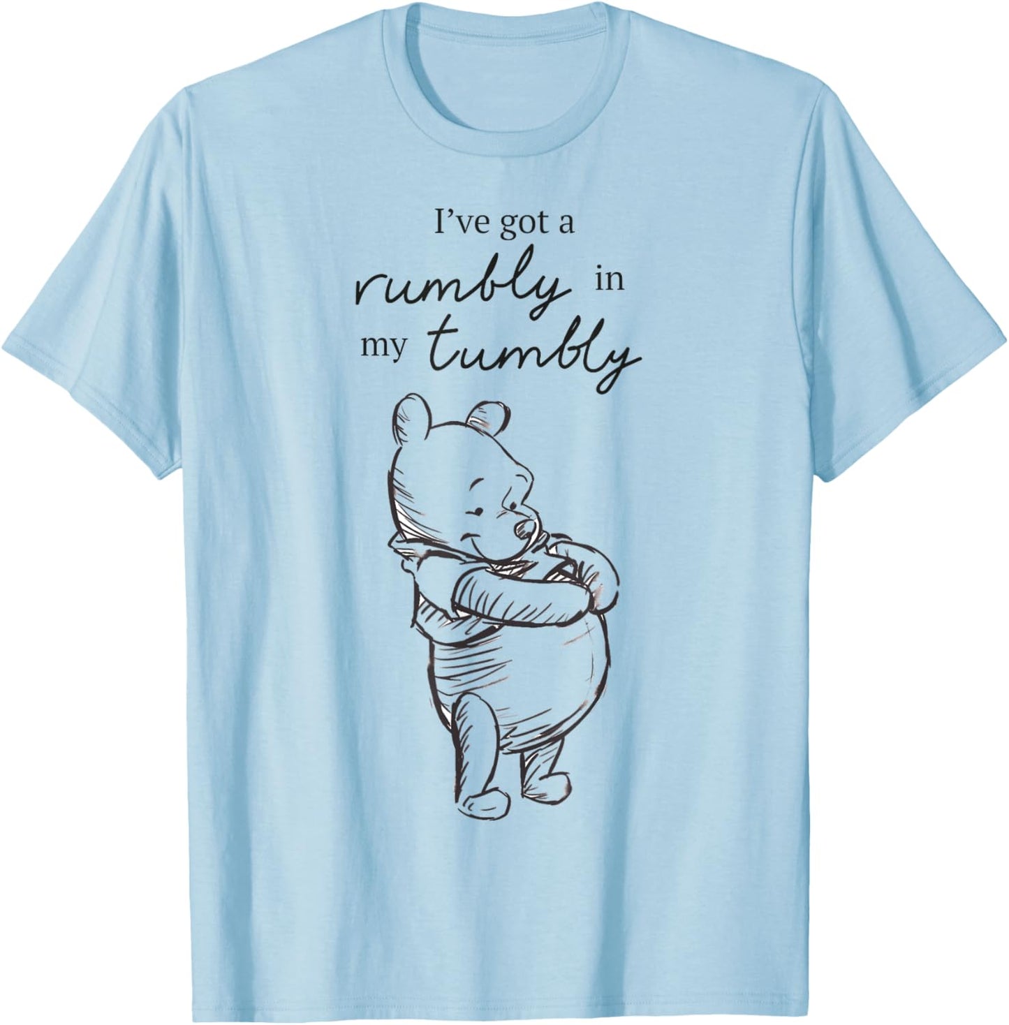 Disney Winnie The Pooh I've Got A Rumbly In My Tumbly Logo T-Shirt - T-Shirt | Light Blue