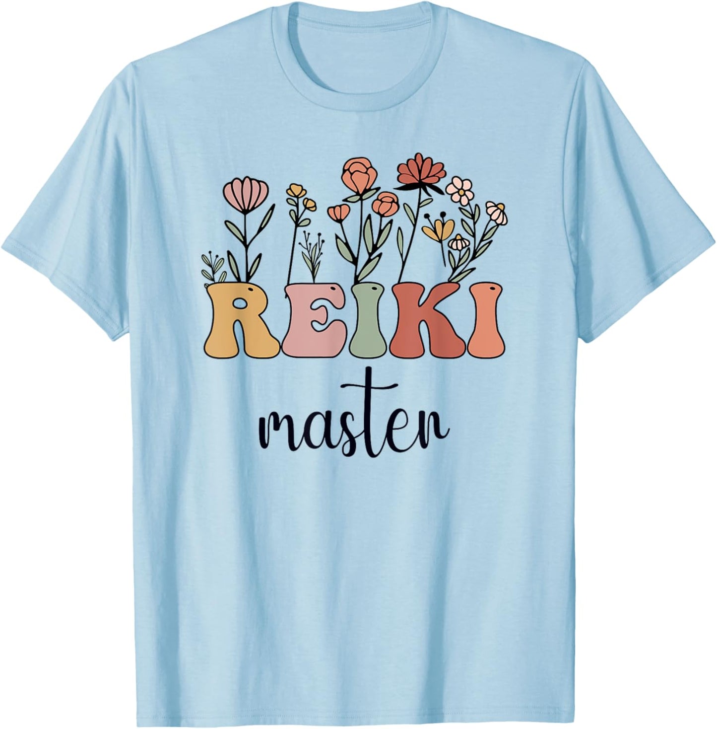 Reiki Master Wildflower Groovy Women T-Shirt - T-Shirt | Light Blue