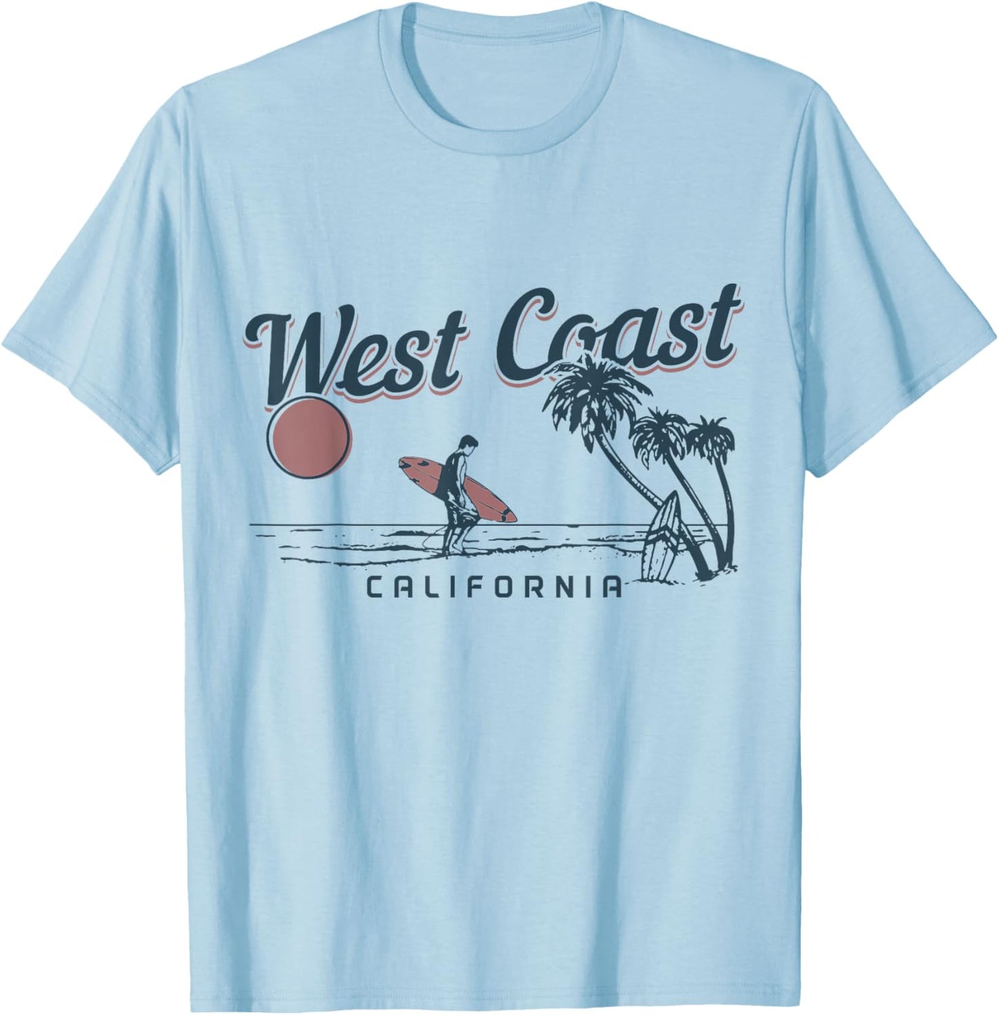 West Coast California Beach San Diego Surf Vintage Surfer T-Shirt - T-Shirt | Light Blue