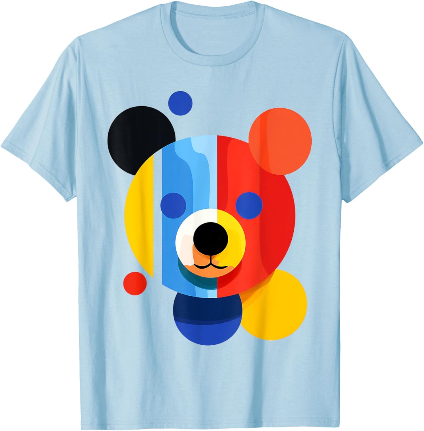 Bear Geometric Colorful Abstract Animal Art Bear T-Shirt - T-Shirt | Light Blue