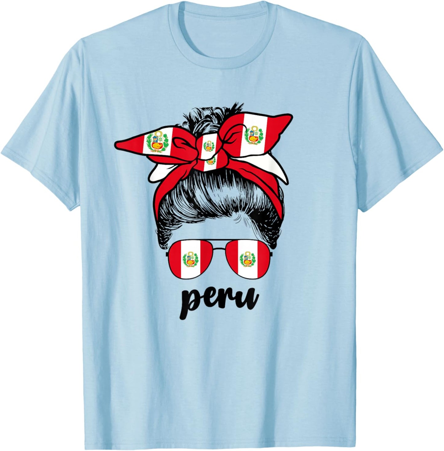 Peruvian Girl Girls Peru Flag Peruana Hispanic T-Shirt - T-Shirt | Light Blue