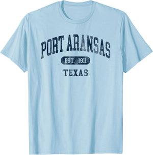 Port Aransas Texas Retro Preppy Throwback Souvenir T-Shirt - T-Shirt | Light Blue